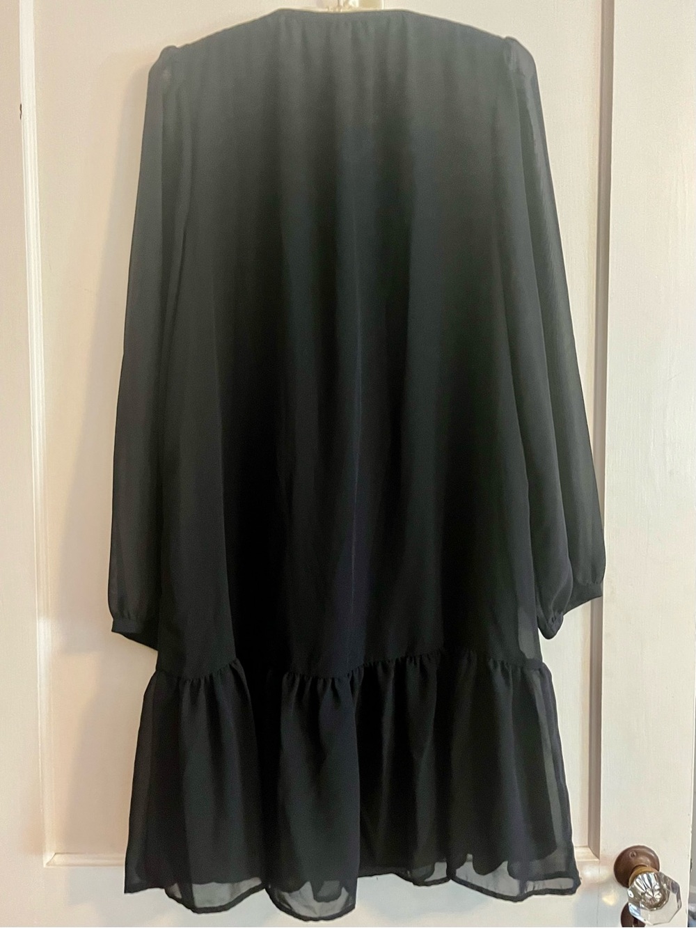 Draper James Black Chiffon Ruffle-Hem Mini Dress - Picture 4 of 10